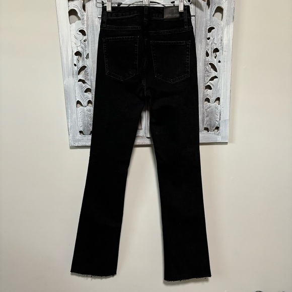 ANINE BING Black Roxanne Button Fly Raw Hem Front Slip Washed Stretch Denim Jean - Picture 9 of 16